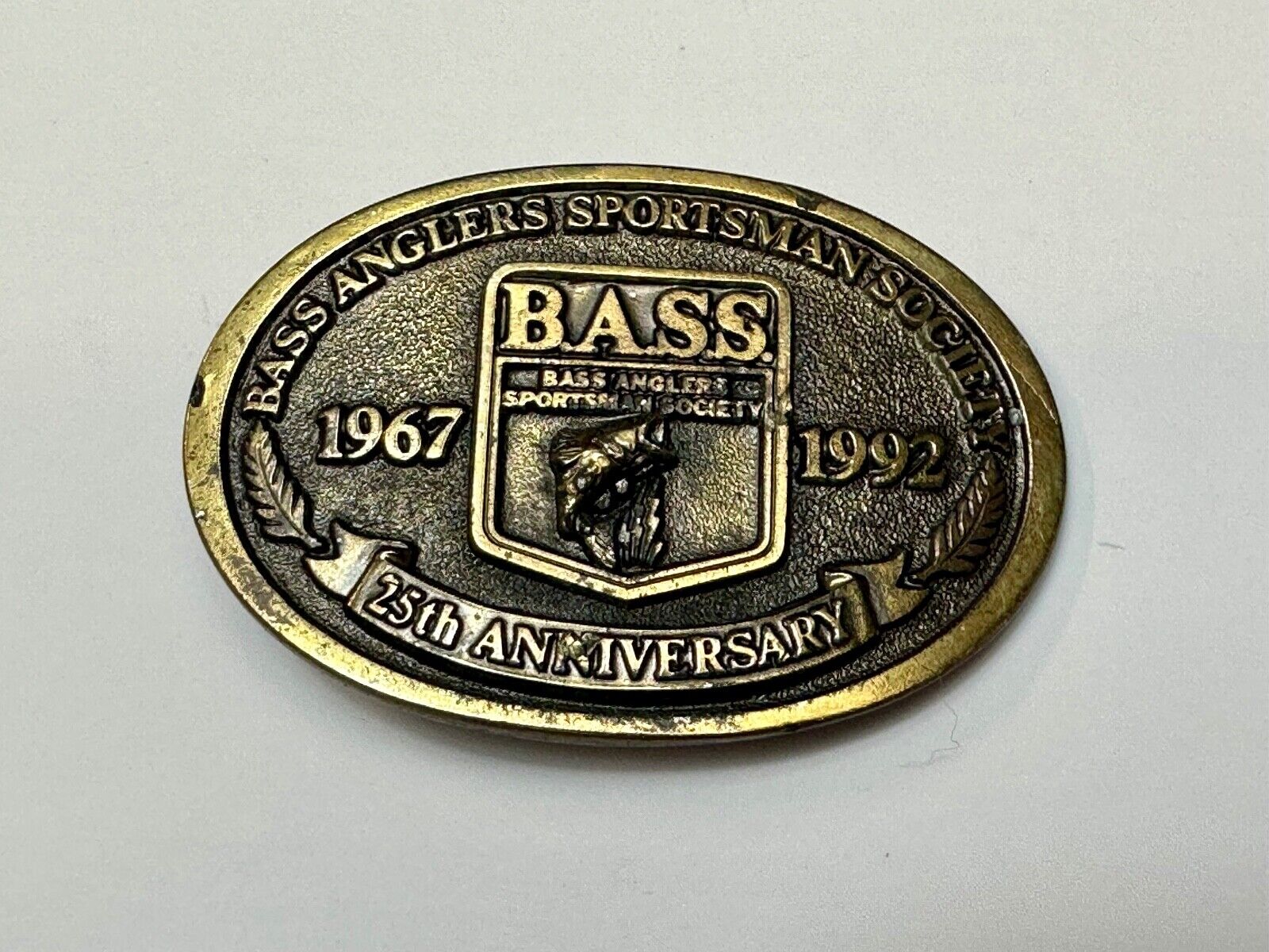 BASS  1992 25 years Bass Anglers Fishing Society commemorative belt buckle