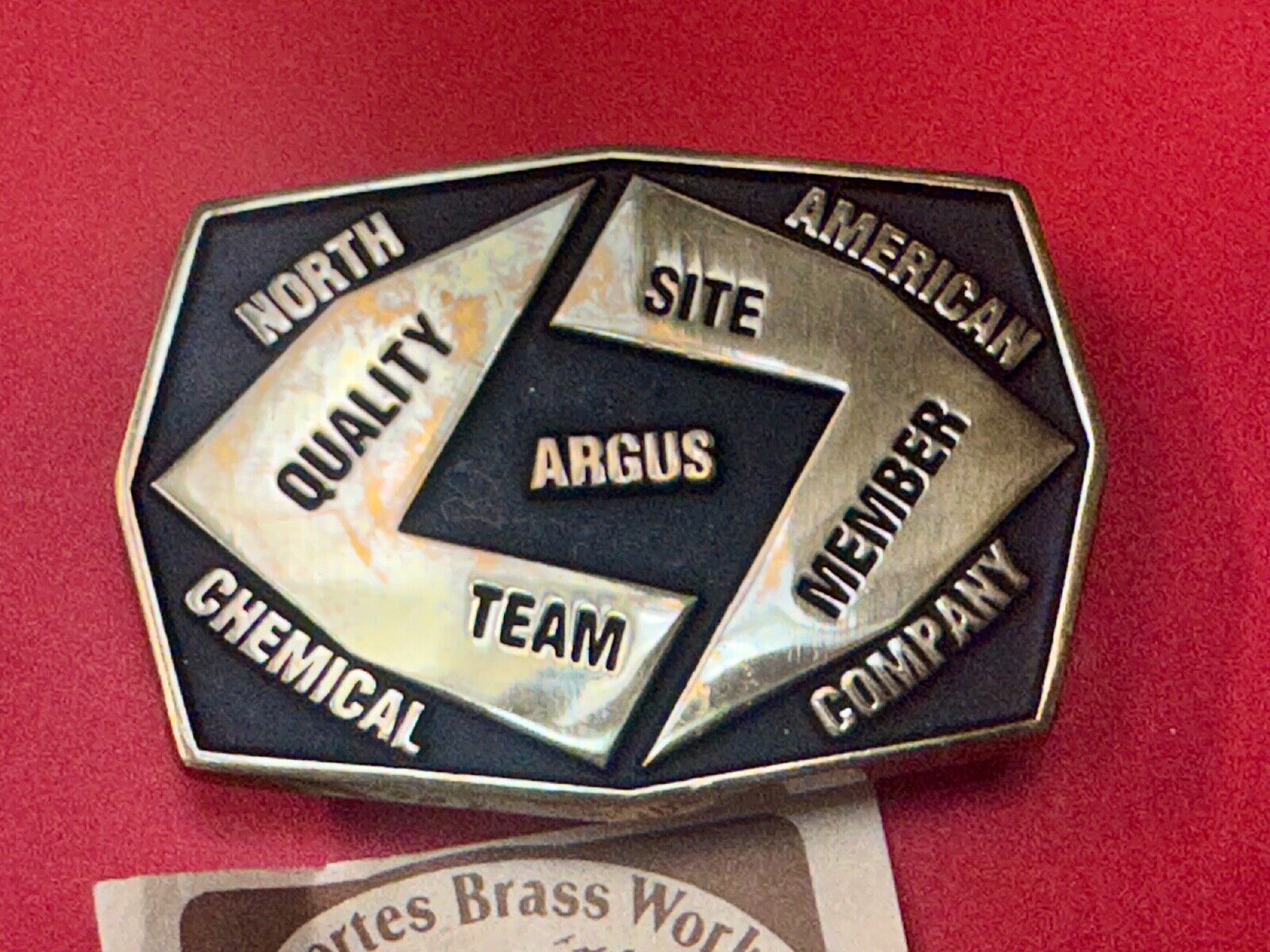 Aegius North American Chemical Company team member brass Anacortes belt buckle