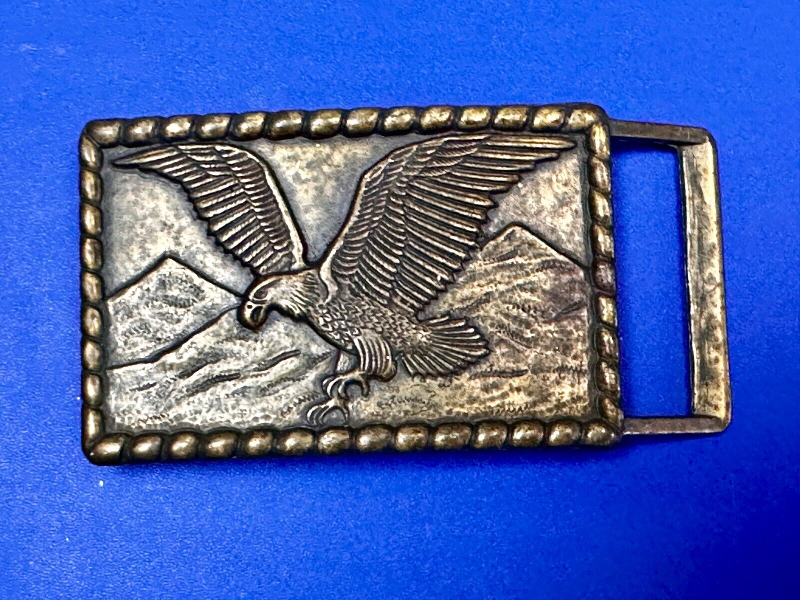American Bald Eagle flying over majestic USA mountains Vintage Belt Buckle