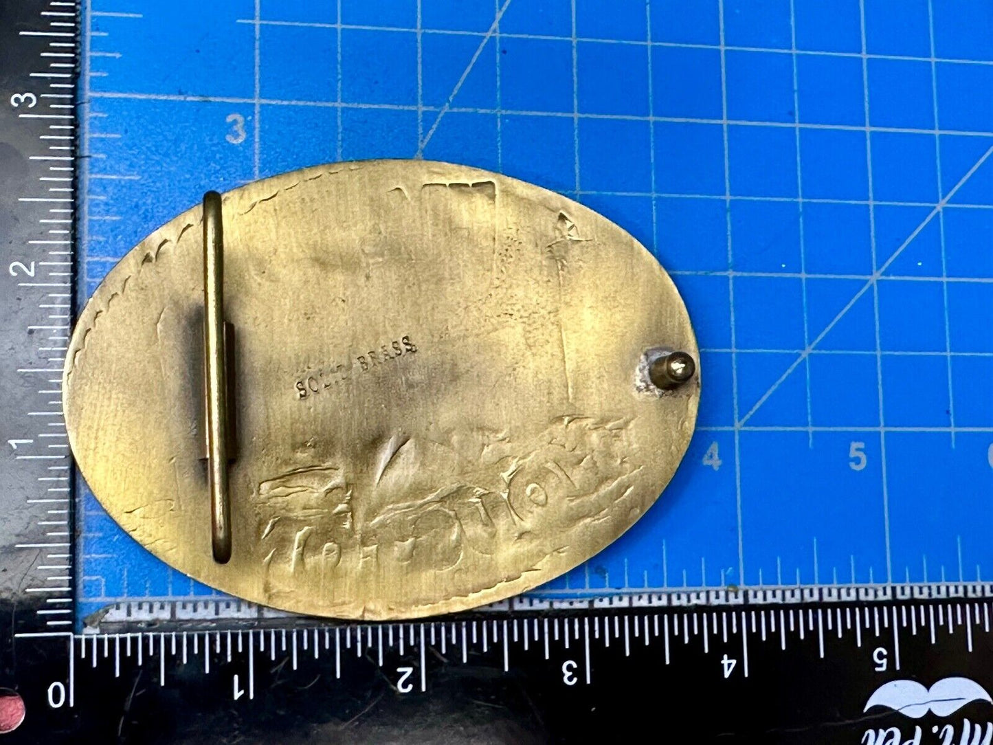 Vetco Texas Houston State Lone Star Oil Well Rig Vintage Brass Belt Buckle