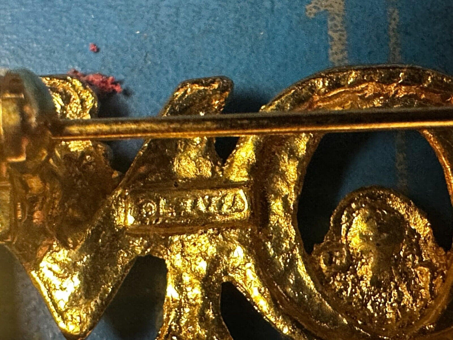Angel MOM Mothers Day Gift Gold Tone Brooch Pin Signed  L. Razza