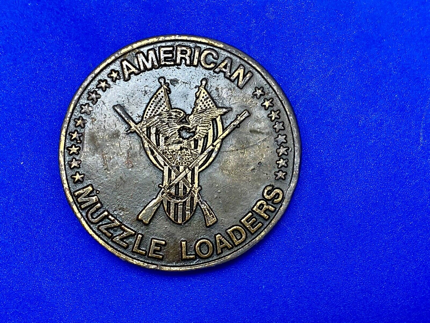 American Muzzle Loaders Vintage Tiffany Studio NY belt buckle Protect Gun Rights