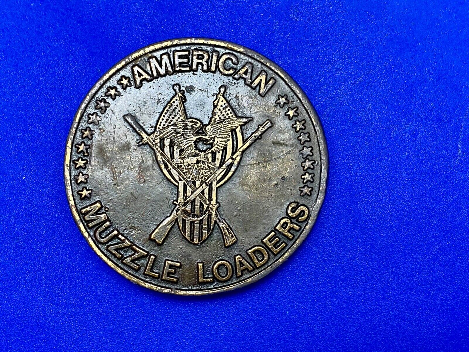 American Muzzle Loaders Vintage Tiffany Studio NY belt buckle Protect Gun Rights