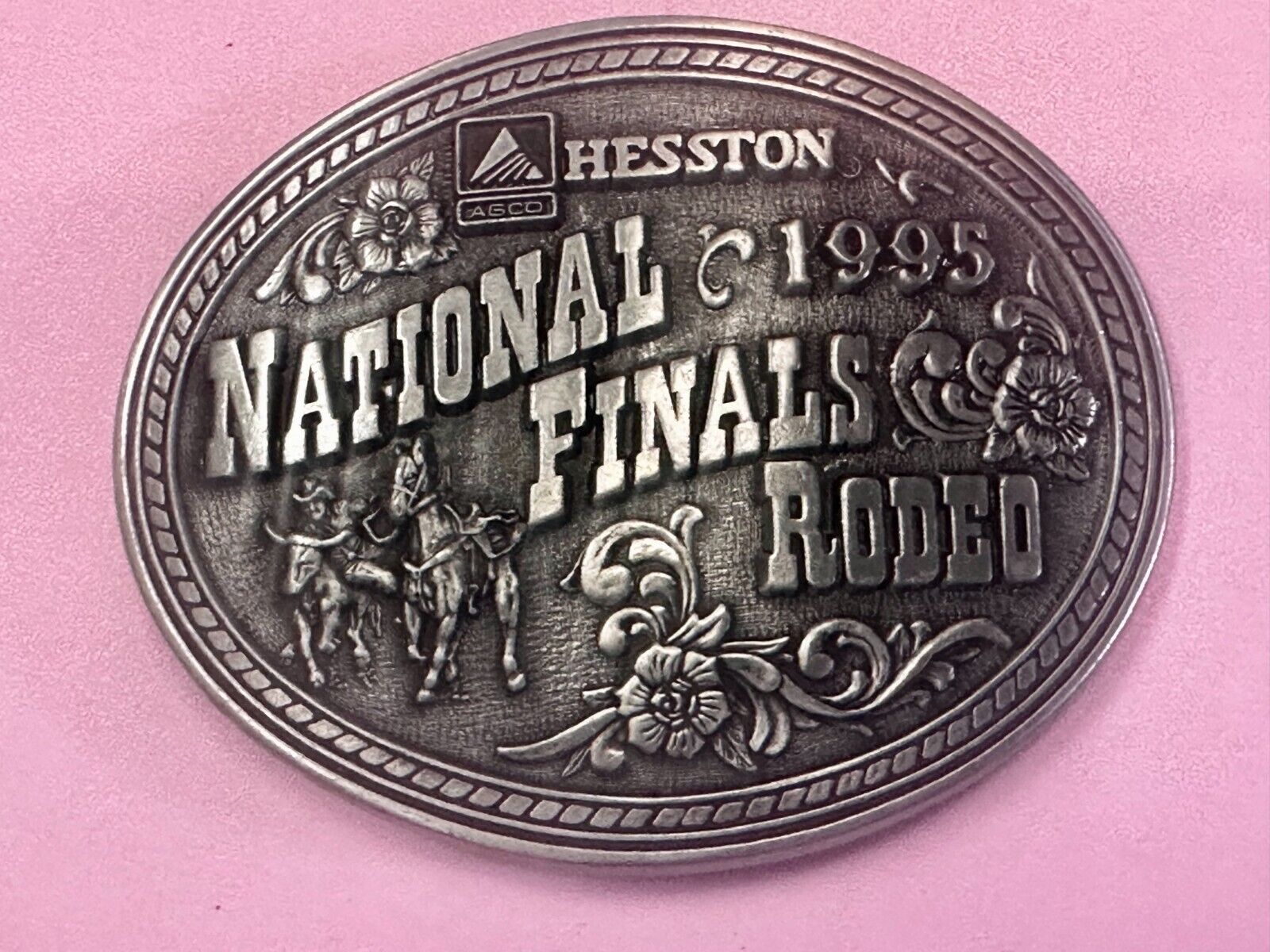 1995 ADM Hesston NFR National Finals Rodeo Cowboys Western Belt Buckle