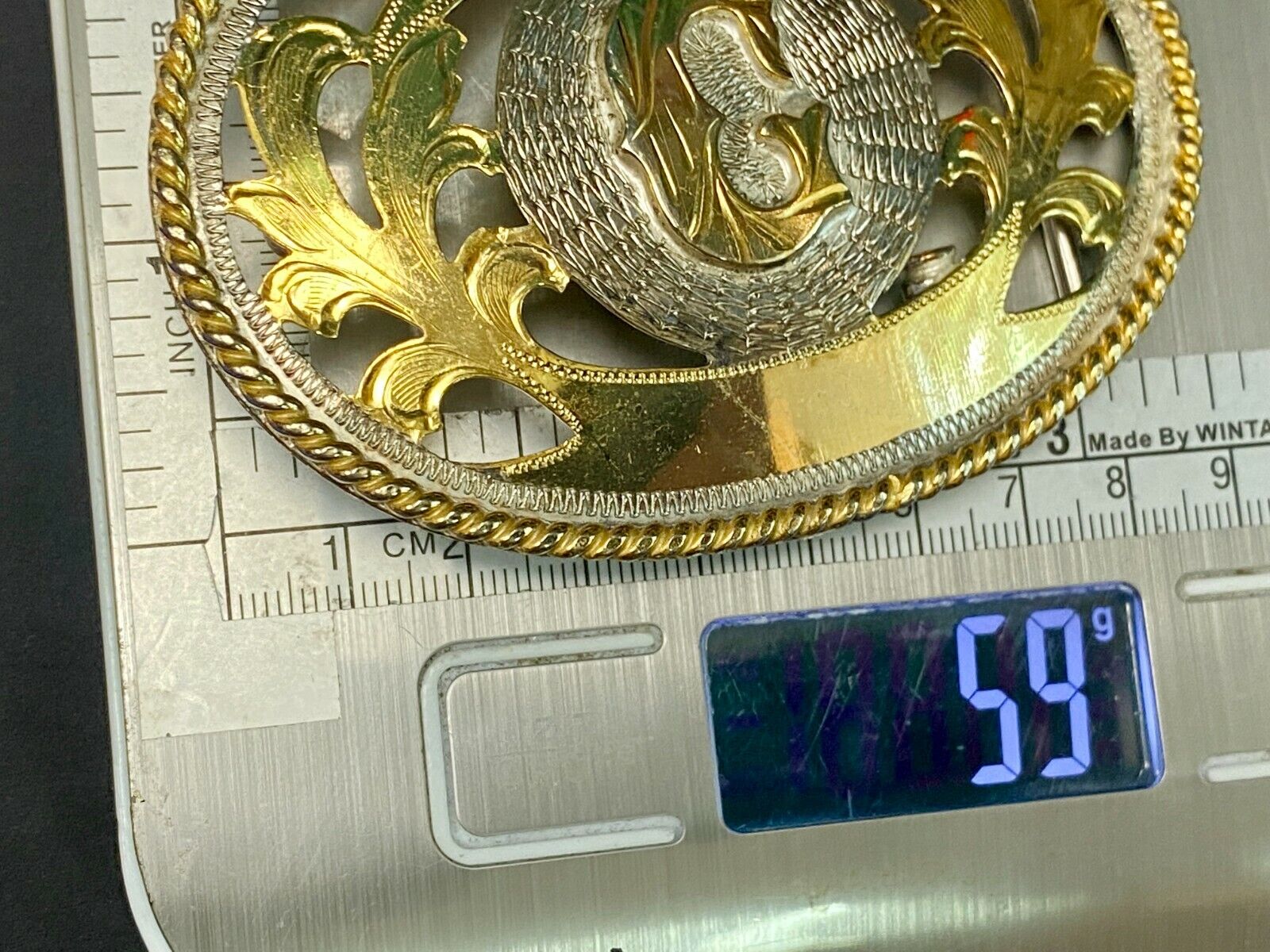 Unique Two Tone Letter Name Monogram G See Through Alpaca Belt Buckle