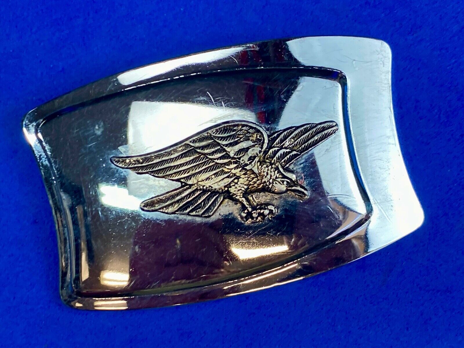 Vintage American Flying Hunting Eagle on black Mirrored belt buckle 