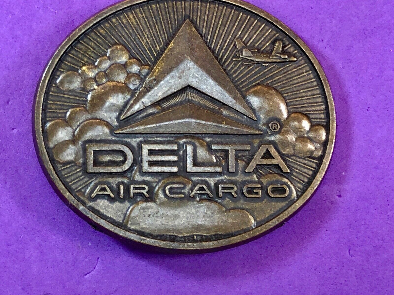 Vintage DELTA Air CARGO airlines brass tone Belt Buckle 