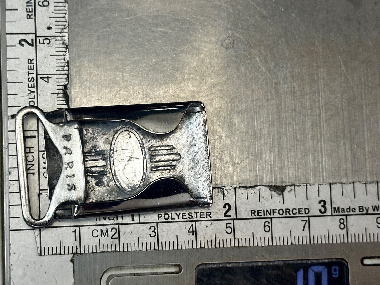 Art Deco Nuevo Letter S Initial Monogram Belt Buckle signed Paris