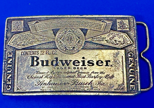 Vintage Budweiser A-168 Beer Company Brass Tone Add Belt Buckle 