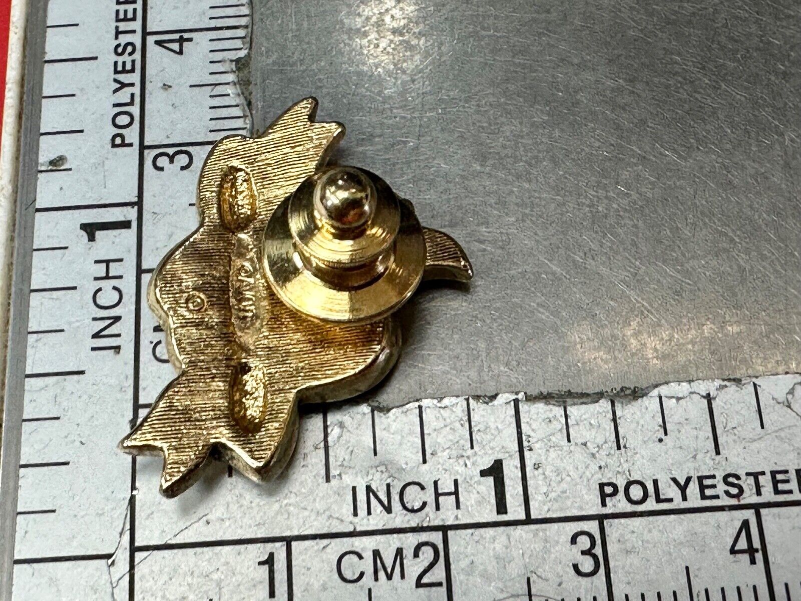 Apple Brooch Pin #1 Teacher Red Rhinestone Avon signed gold tone brooch