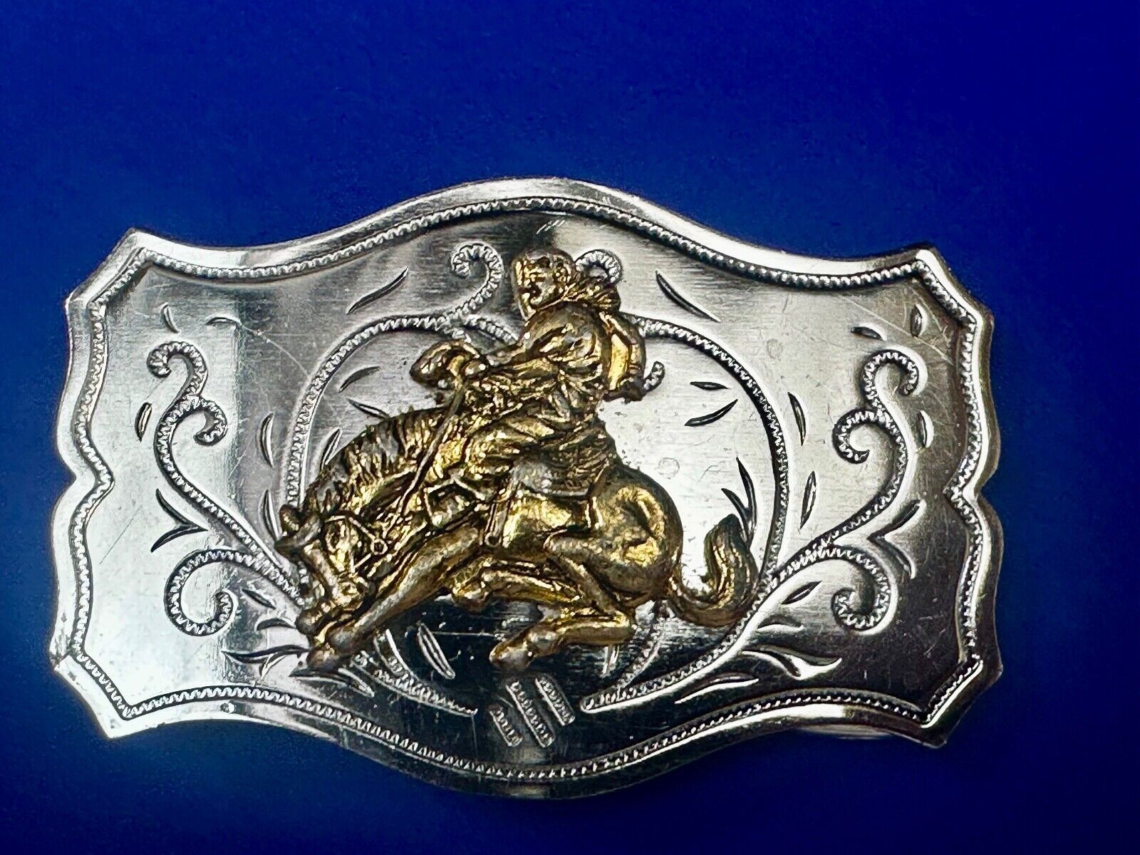 Vintage Cowboy Saddle Bronc western belt buckle Made in Japan