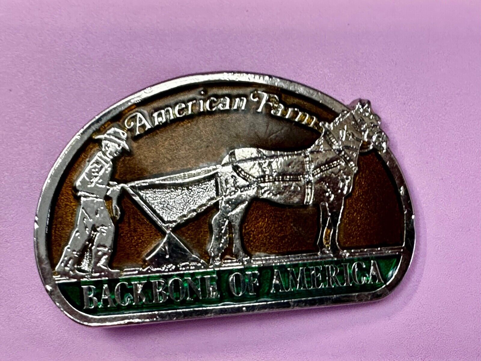 American Farms - The Backbone Of America Farmer Horse Vintage Belt Buckle