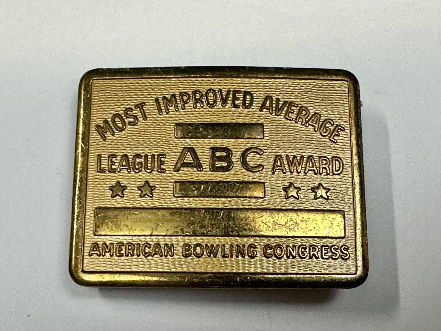 ABC Bowling League Award - NOT engraved most improved trophy belt buckle