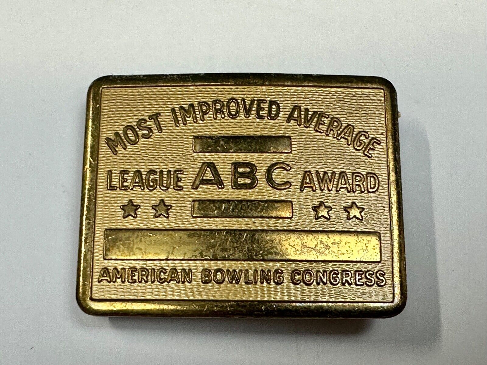ABC Bowling League Award - NOT engraved most improved trophy belt buckle