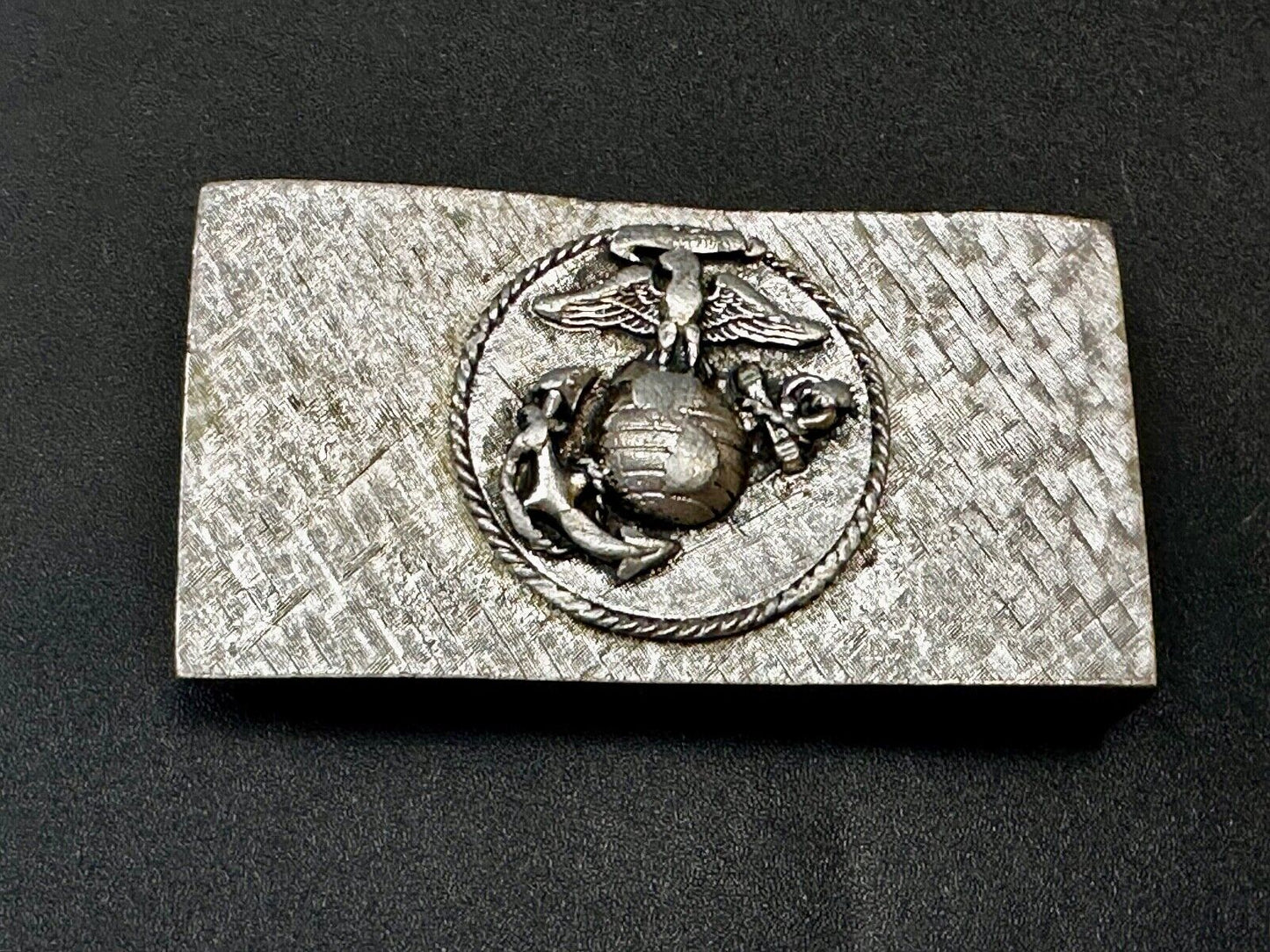 United States Marines Corps USA Military Emblem Silver Tone Belt Buckle