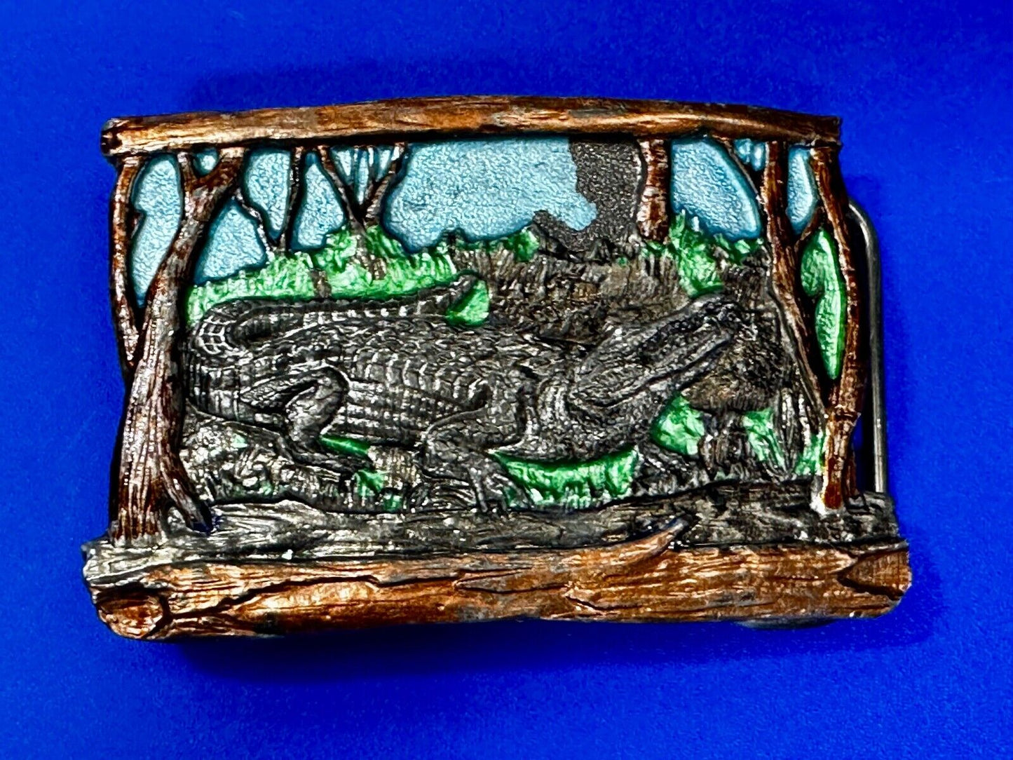 Alligator Crocodile Reptile Wildlife VTG 1988 Belt Buckle The Great American Co.