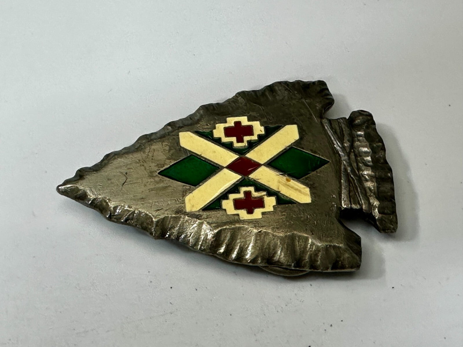 Arrowhead Native American Tribal Art Pattern VTG 1991 Siskiyou Belt Buckle U-92