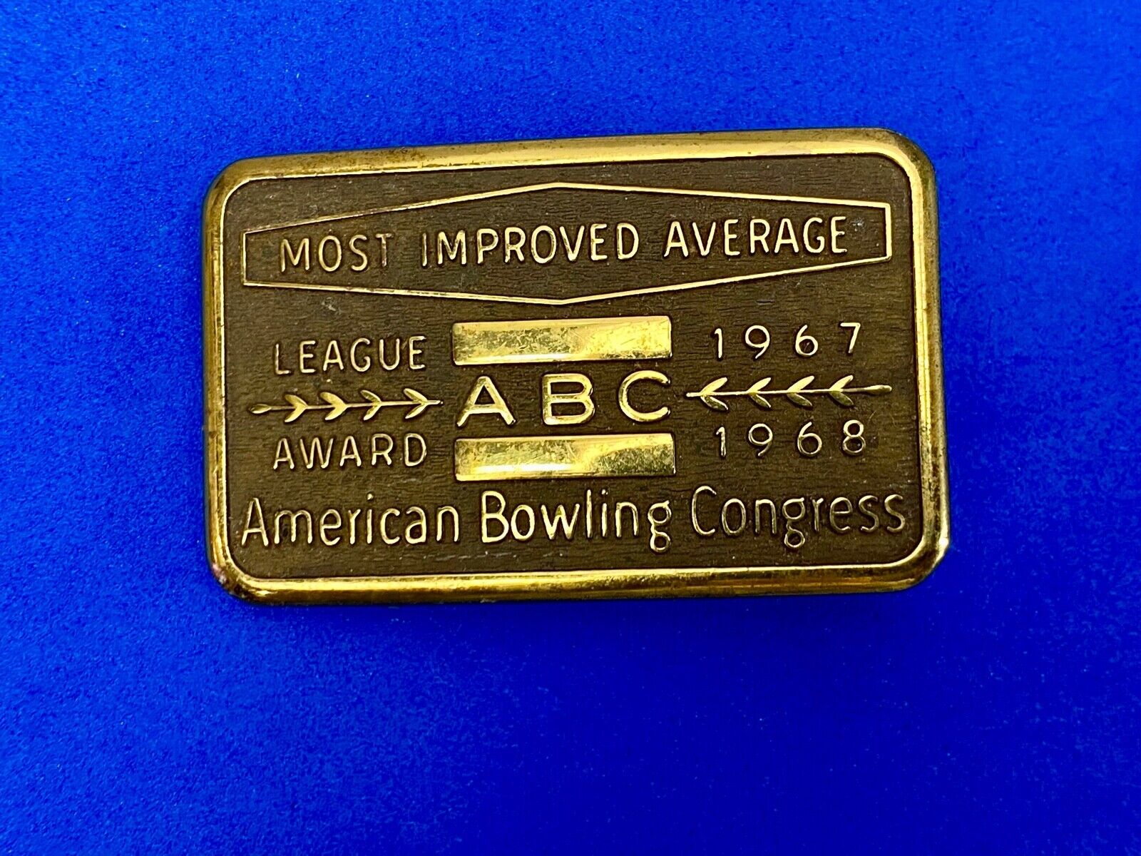 Abc Bowling Bowler's Blank Most Improved Average Award 1967  68 Belt Buckle