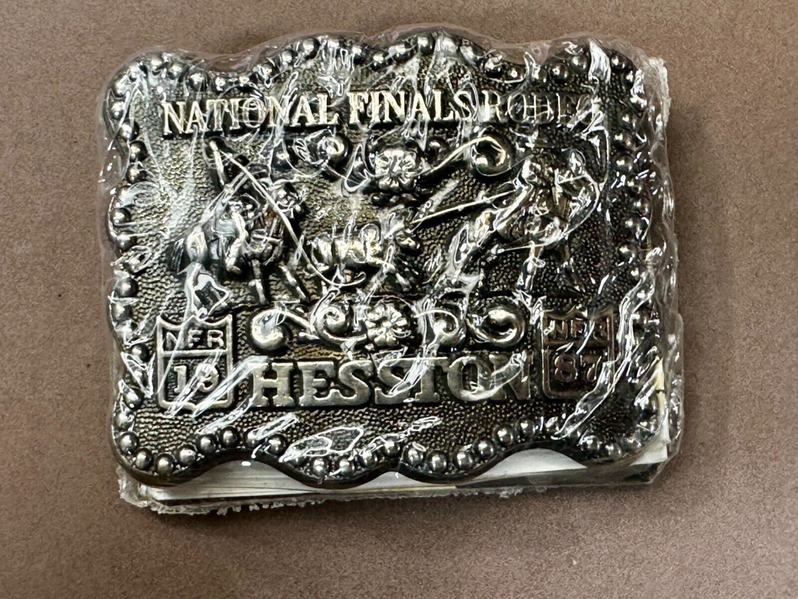 1987 Hesston National Finals Rodeo NFR Rodeo Cowboys NOS Western Belt Buckle
