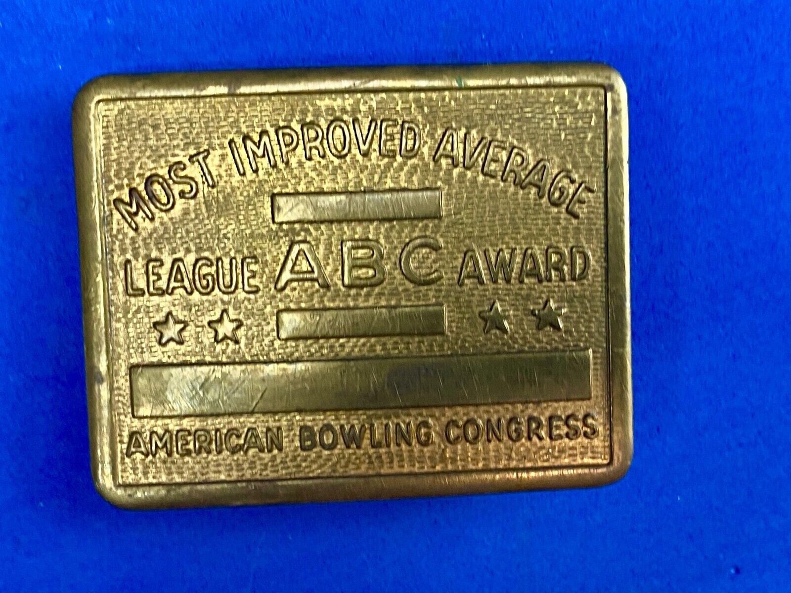 ABC Bowling Most Improved Average Vintage Belt Buckle American Bowling Congress 
