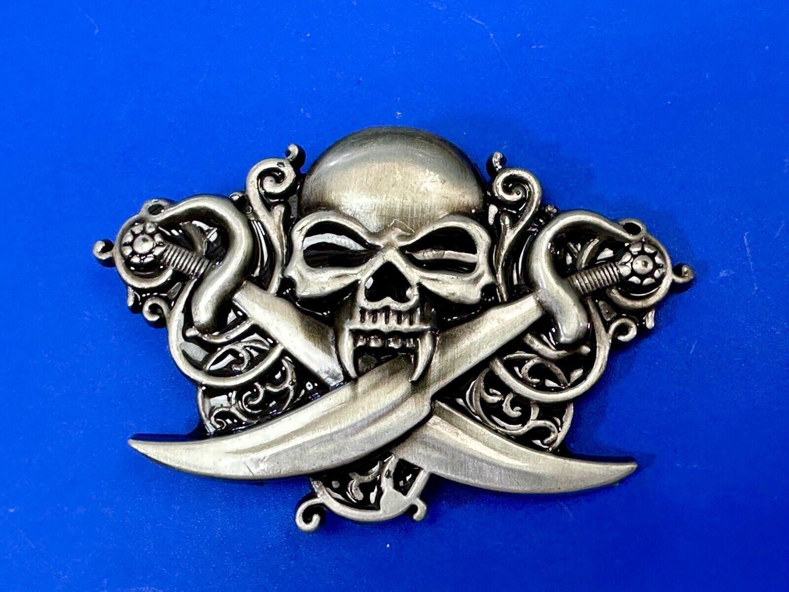 Vampire Teeth Skull - Soward's & Snakes cutout belt buckle