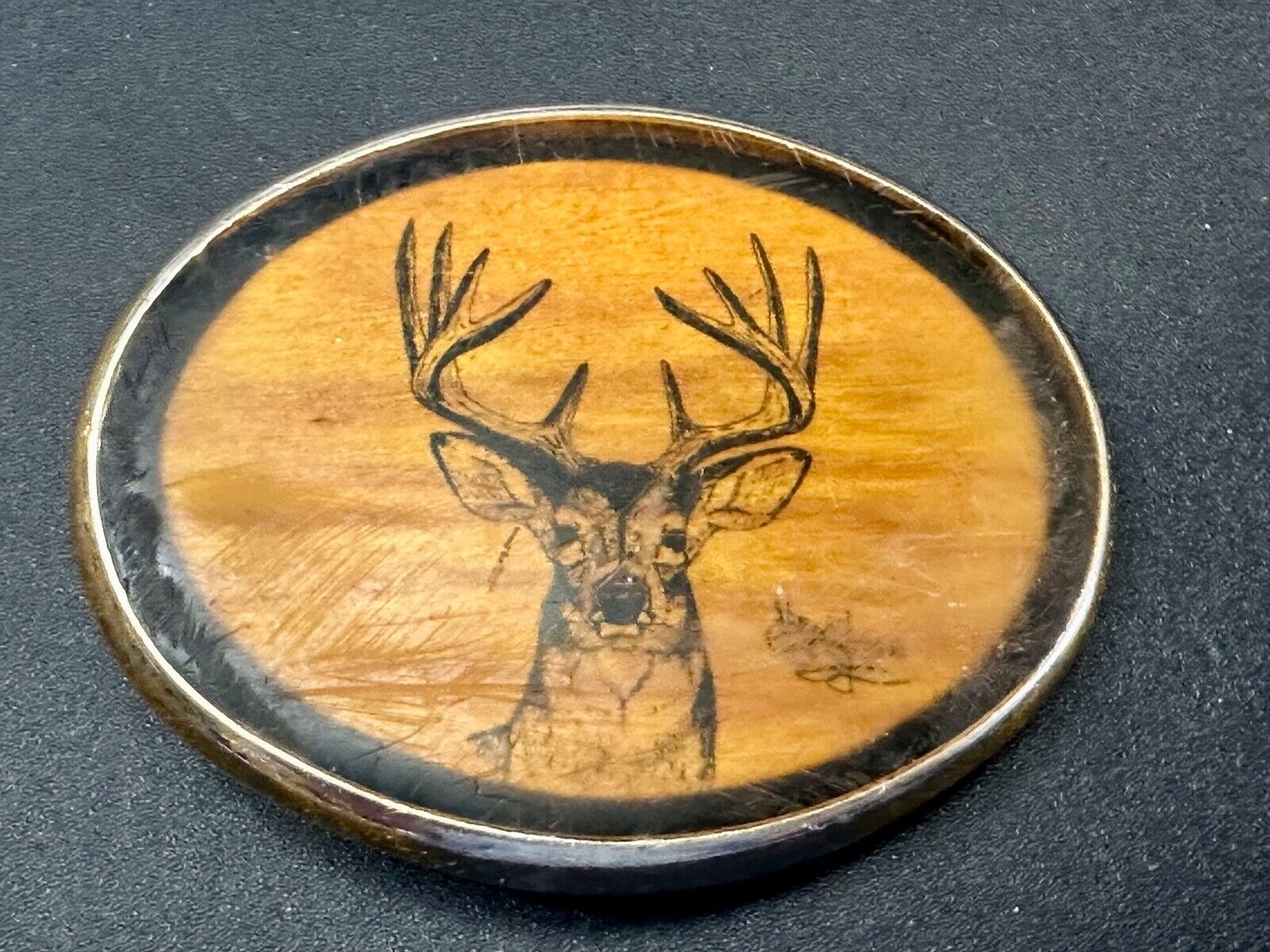 Deer Elk Buck Doe Gorgeous 1970s VON WEST Belt Buckle