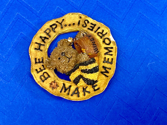 BEE happy, make memories, Adorable Boyds Bears & Friends Brooch Pin 
