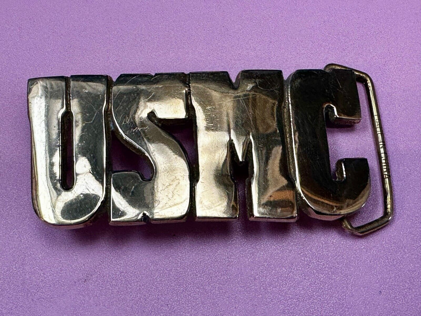 USMC United States Marines Patriotic Block Letter Baron Brass Belt Buckle