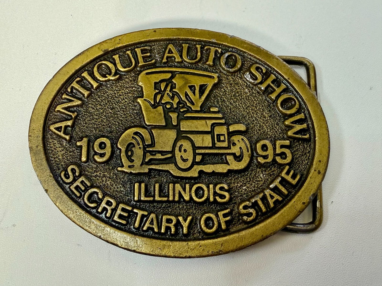 Antique Auto Show Secretary Illinois State 1995 Vintage Collectors Belt Buckle