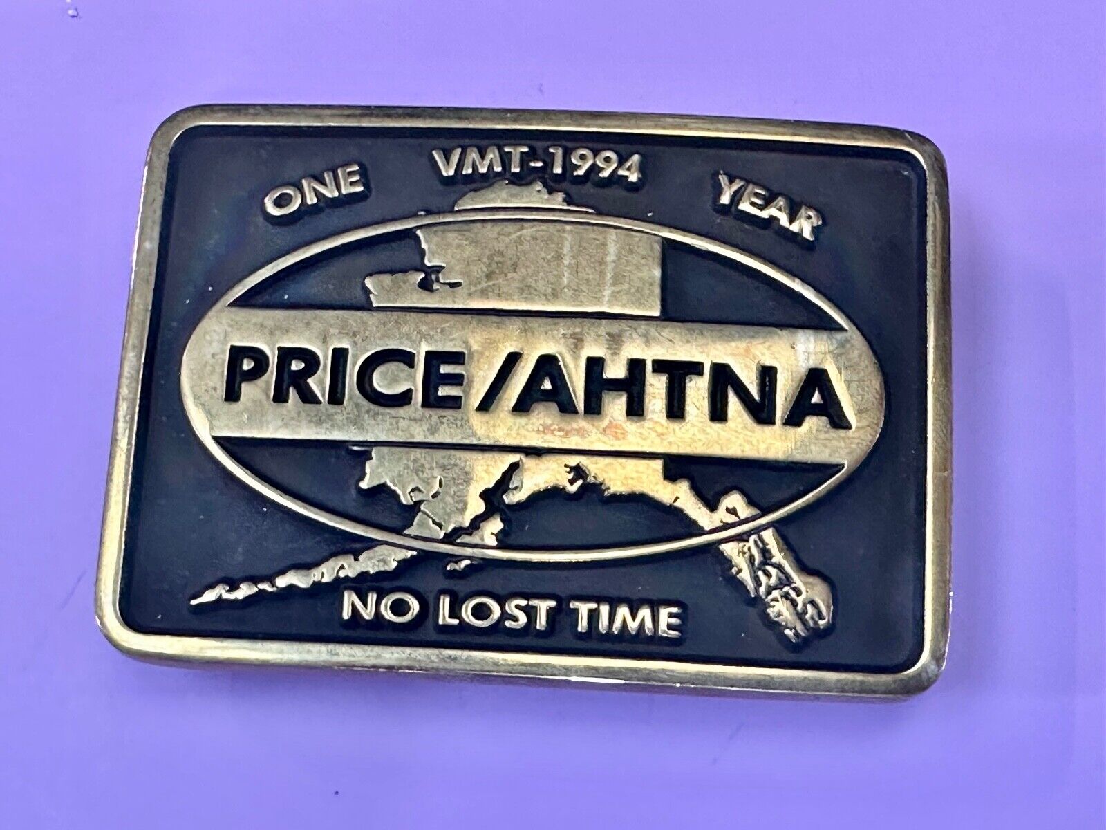 Alaska Price Ahtna  One Year , No lost time award VMT-1994 Anacortes belt buckle
