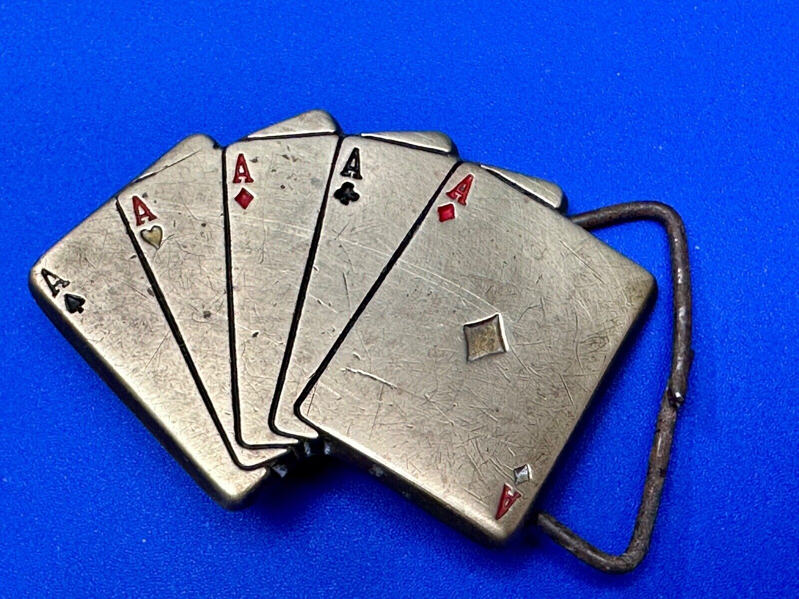 5 Aces Baron Buckles Solid Brass Casino Gambling Card Game Vintage Belt Buckle