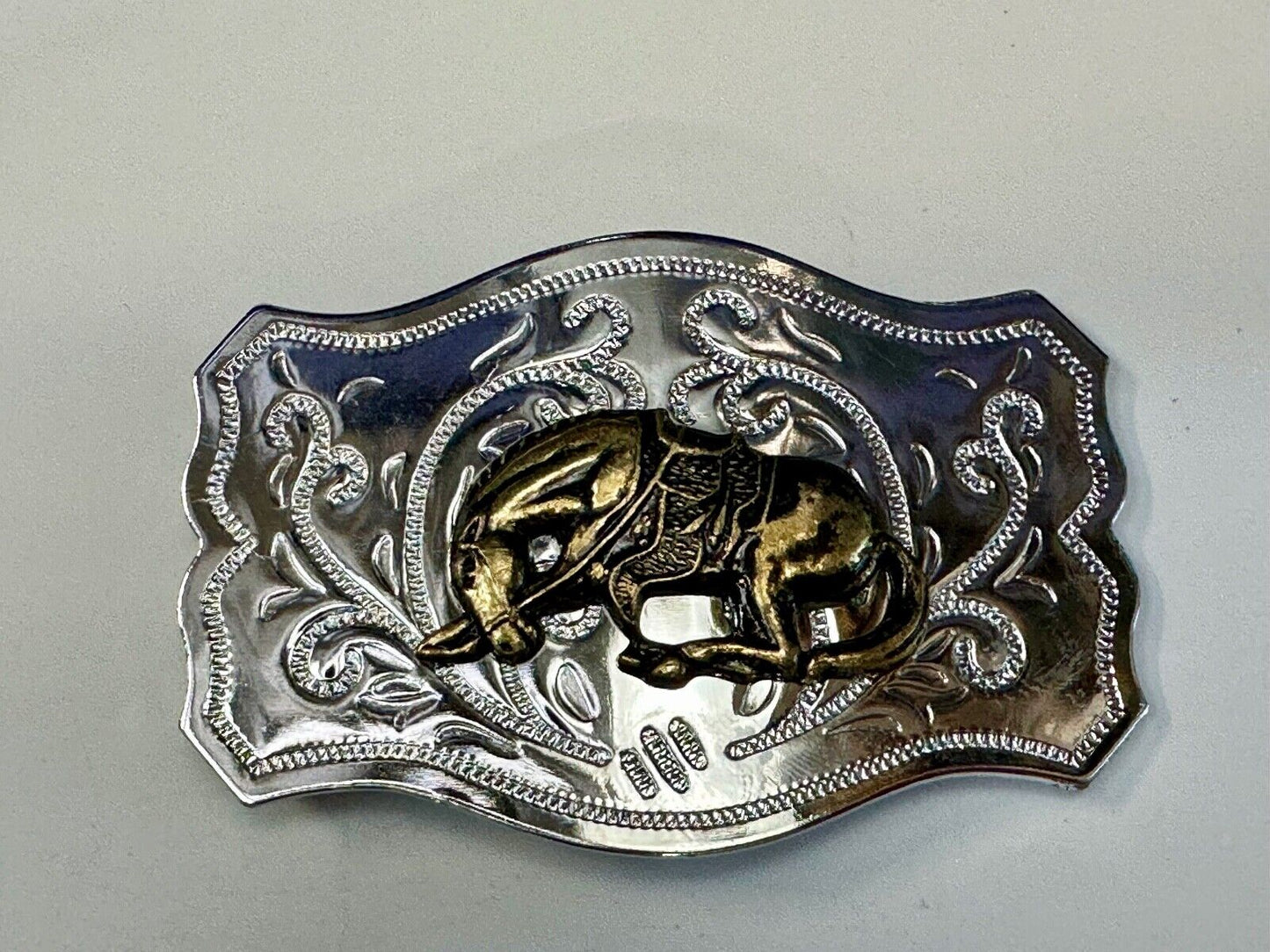 Two Tone Bucking Bronc Bronco Saddle Horse Rodeo vintage belt buckle