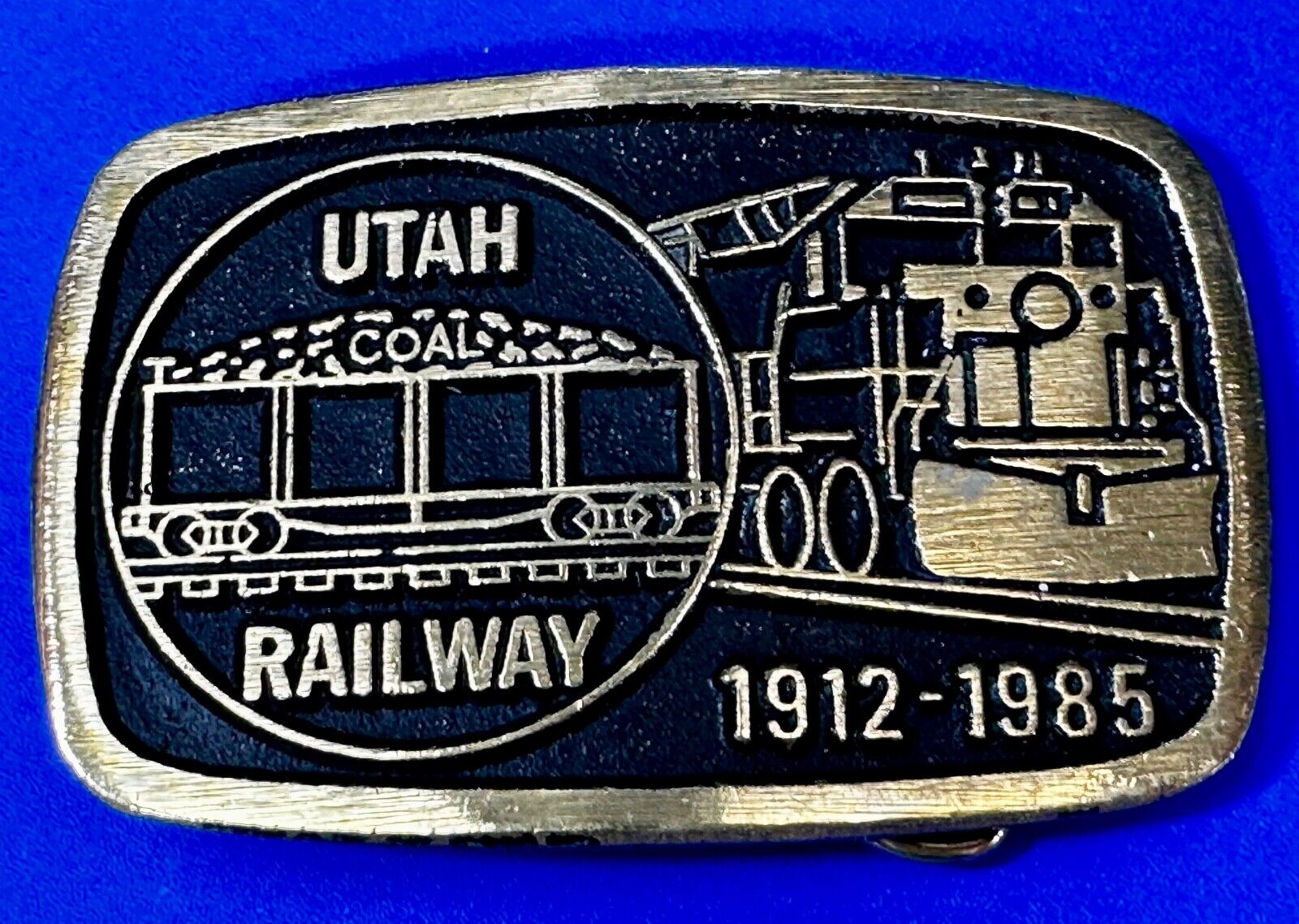 UTAH Railway Train Commemorative Solid Brass VTG 1985 Belt Buckle by DynaBuckle