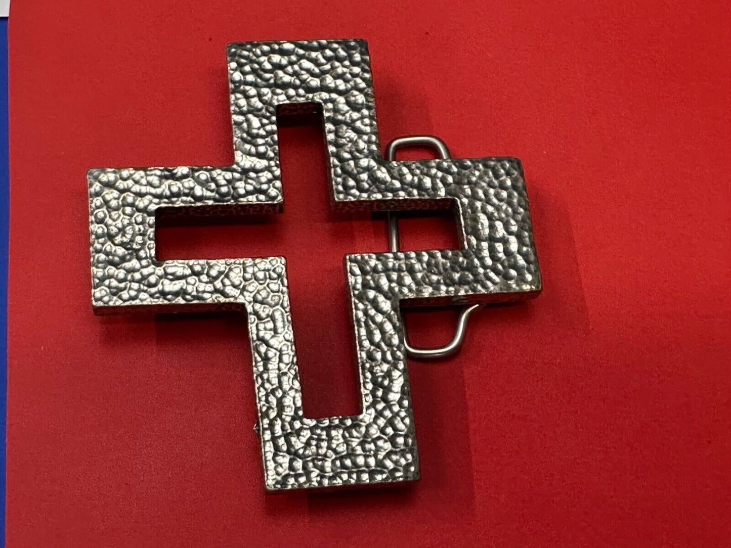 A.P.W. 2007 cross cutout silver tone belt buckle