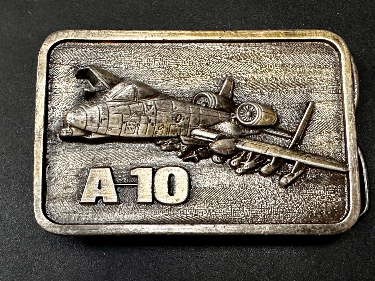 A-10 Thunderbird Warthog Air Force Fighter Jet Silver Tone Vintage Belt Buckle