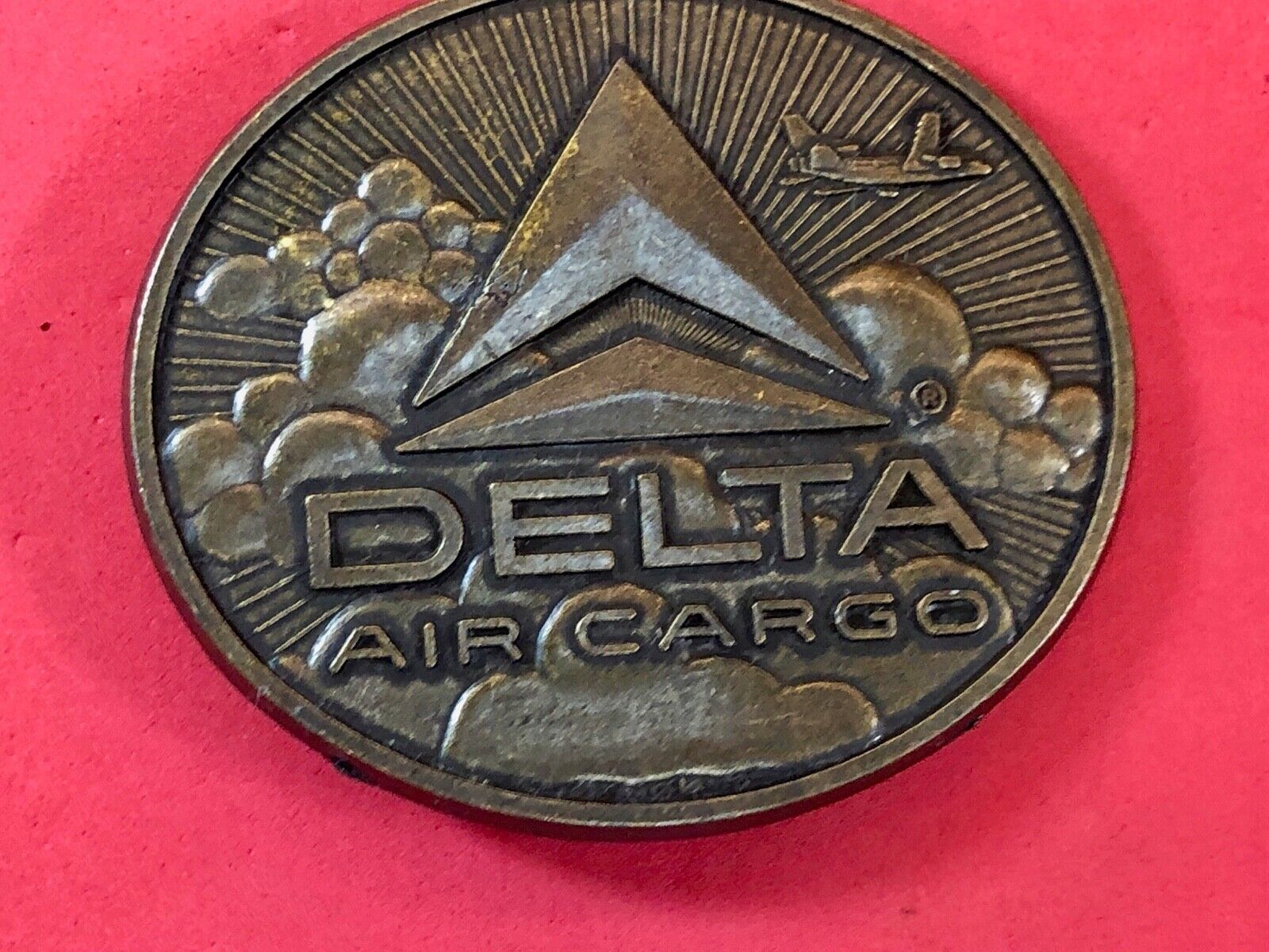 Vintage DELTA Air CARGO airlines brass tone Belt Buckle 
