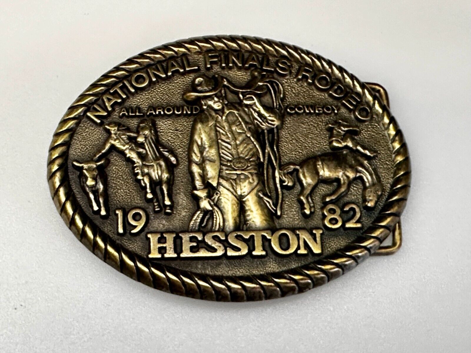 1982 Hesston NFR National Finals Rodeo Cowboys Western Belt Buckle