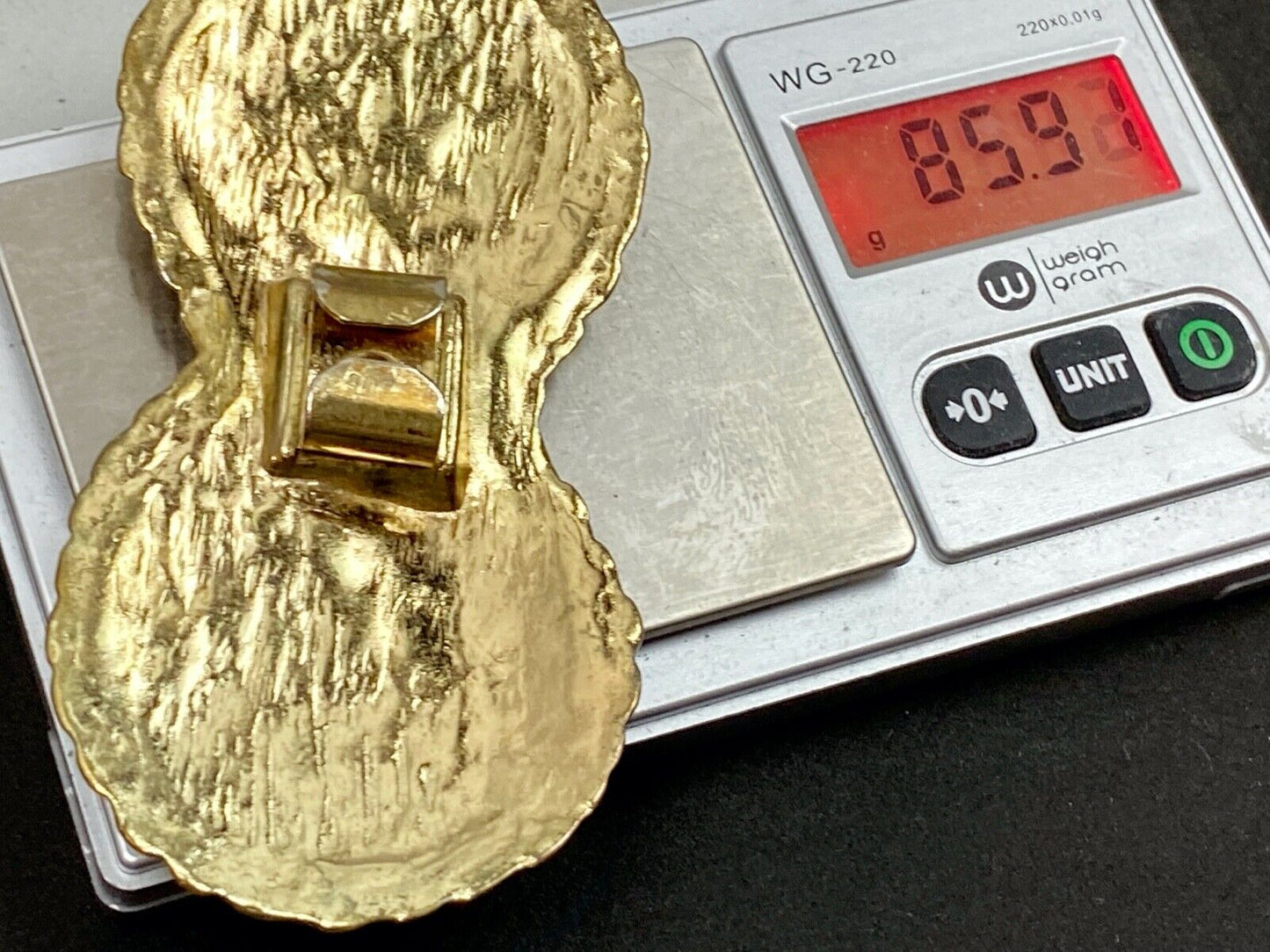 Vintage gold tone 4.5"  ROPE pattern Scarf shoe purse Belt Buckle Clip 