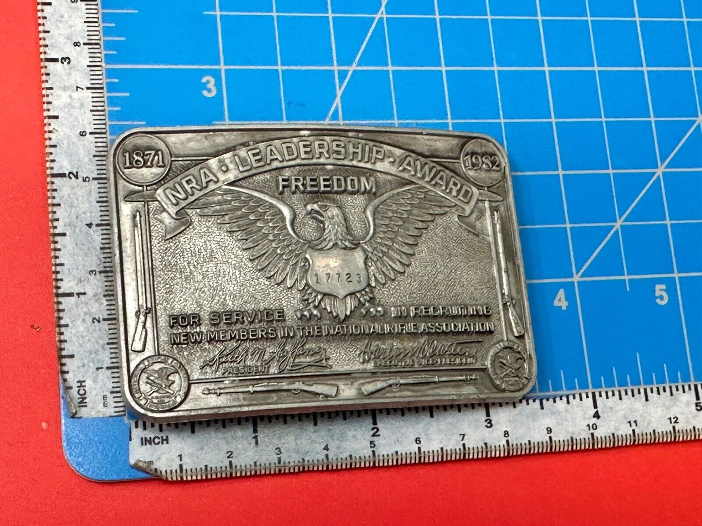 1871-1983 NRA Leadership Award Freedom Numbered Engraved Belt Buckle