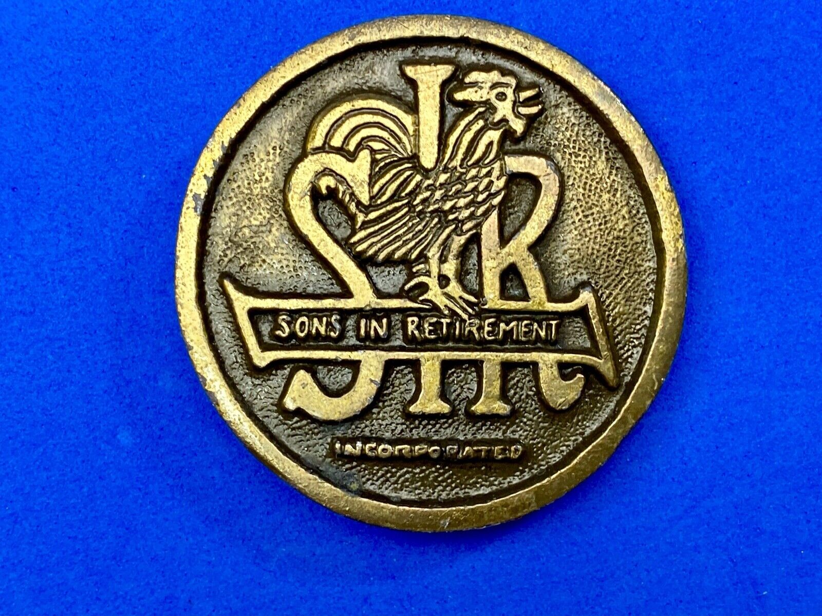 Vintage California SIR - Sons in Retirement round logo belt buckle 