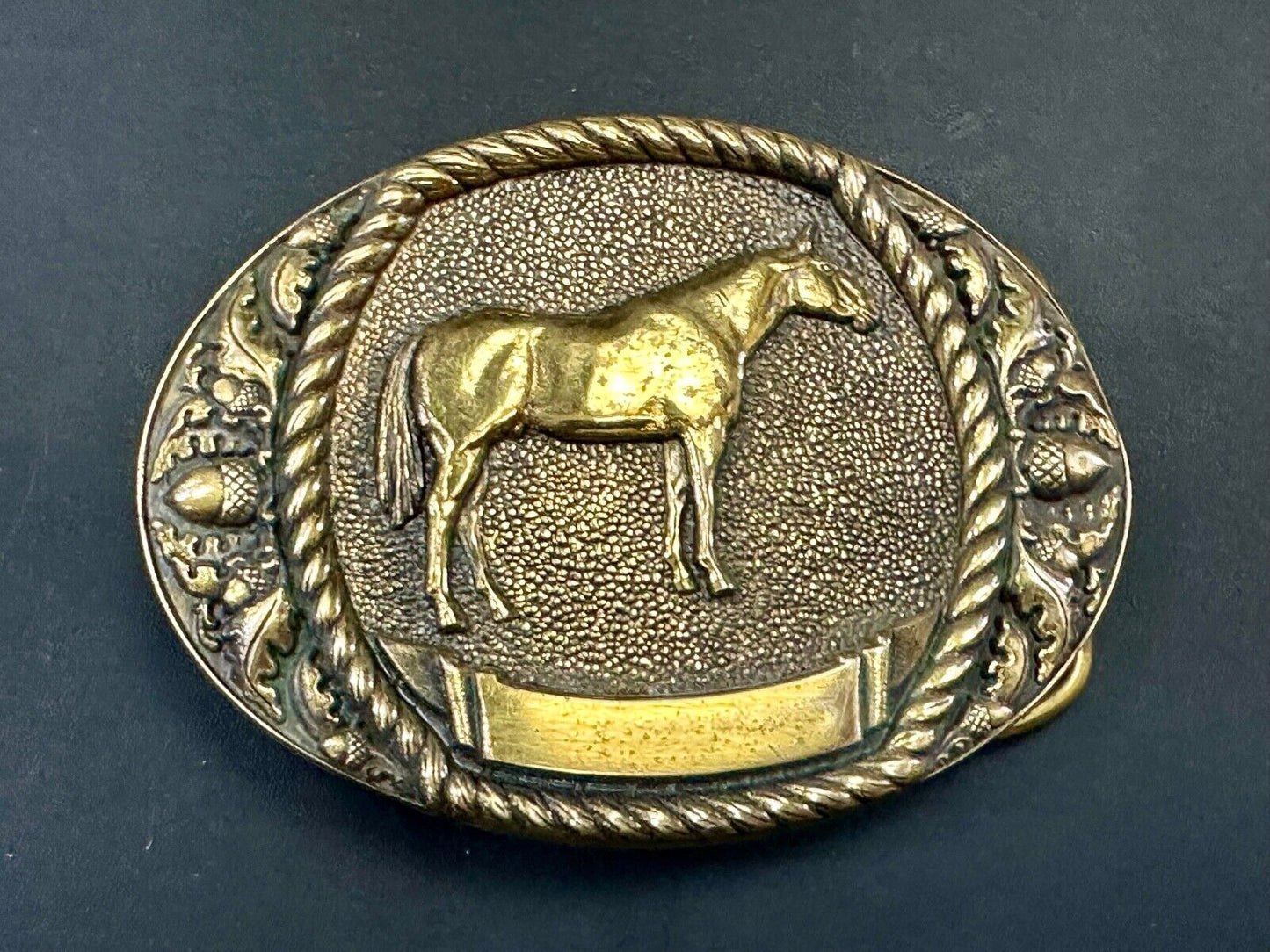 Trophy Award Style Standing HORSE Vintage belt buckle by Sunset brass