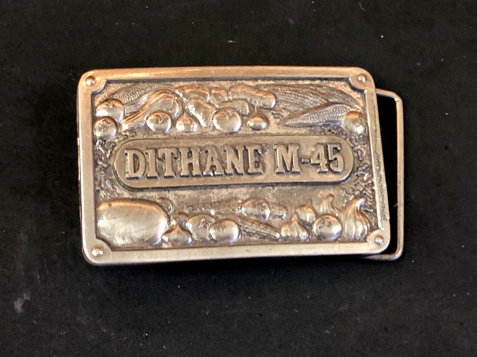 Vintage Farming  Dithane M-45 advertising belt buckle Dallas Texas Koleaco 
