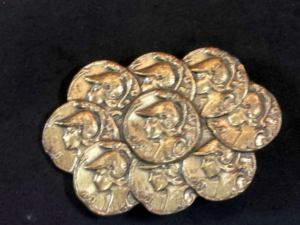 Vintage faux roman -  coin cluster style  belt buckle 