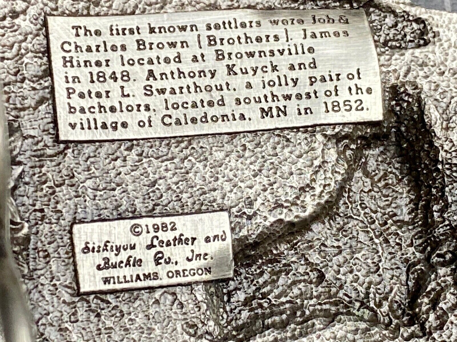 Vintage 1982 - Founder’s Days Caledonia MN belt buckle by Siskiyou