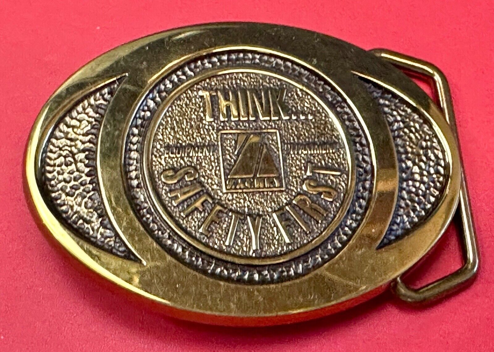 THINK Safety First ZACHRY Equipment Department Vintage 1991 BTS belt buckle