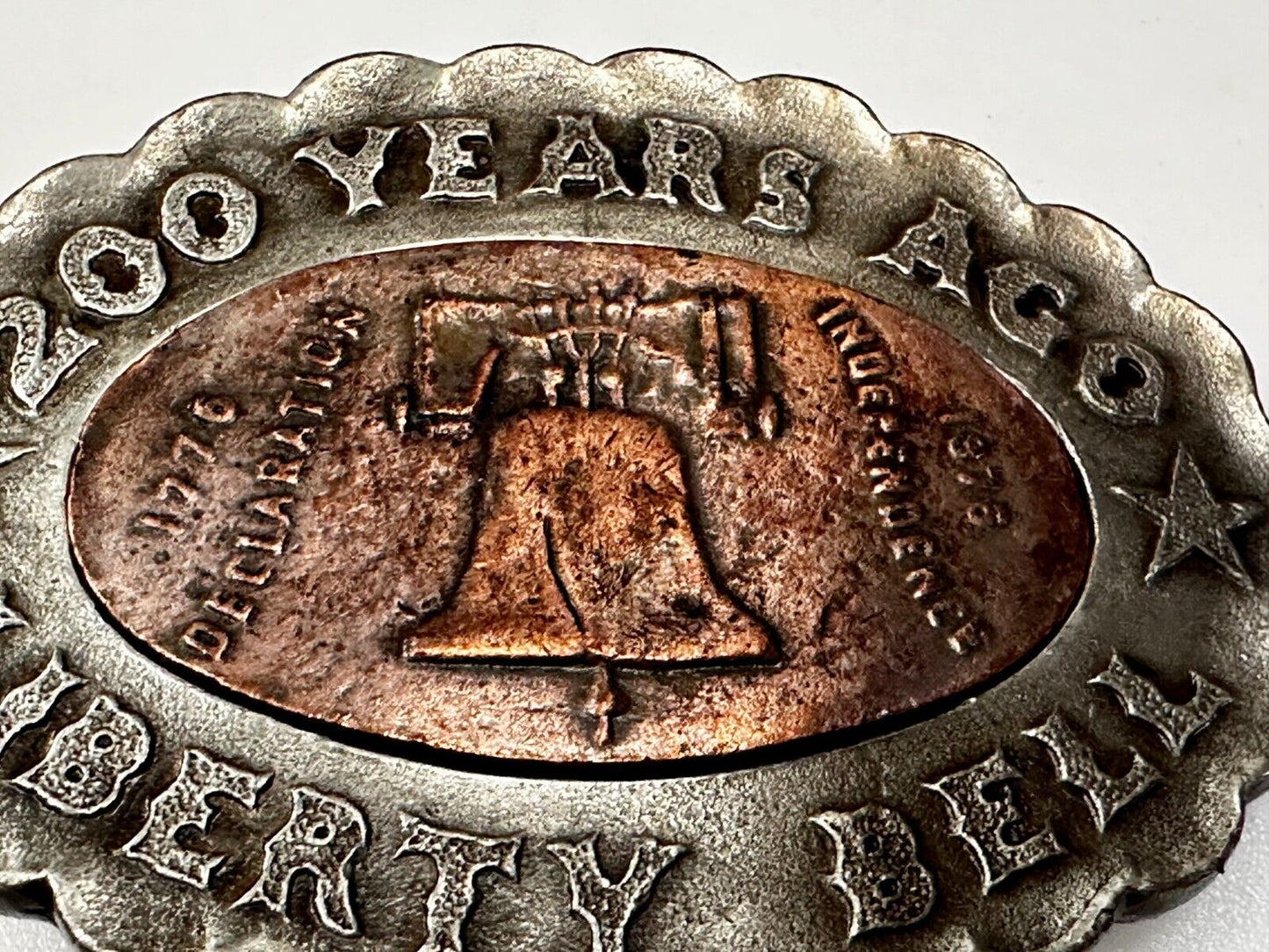 USA Liberty Bell 200 Year Celebration two tone Patriotic Bergamot Belt Buckle