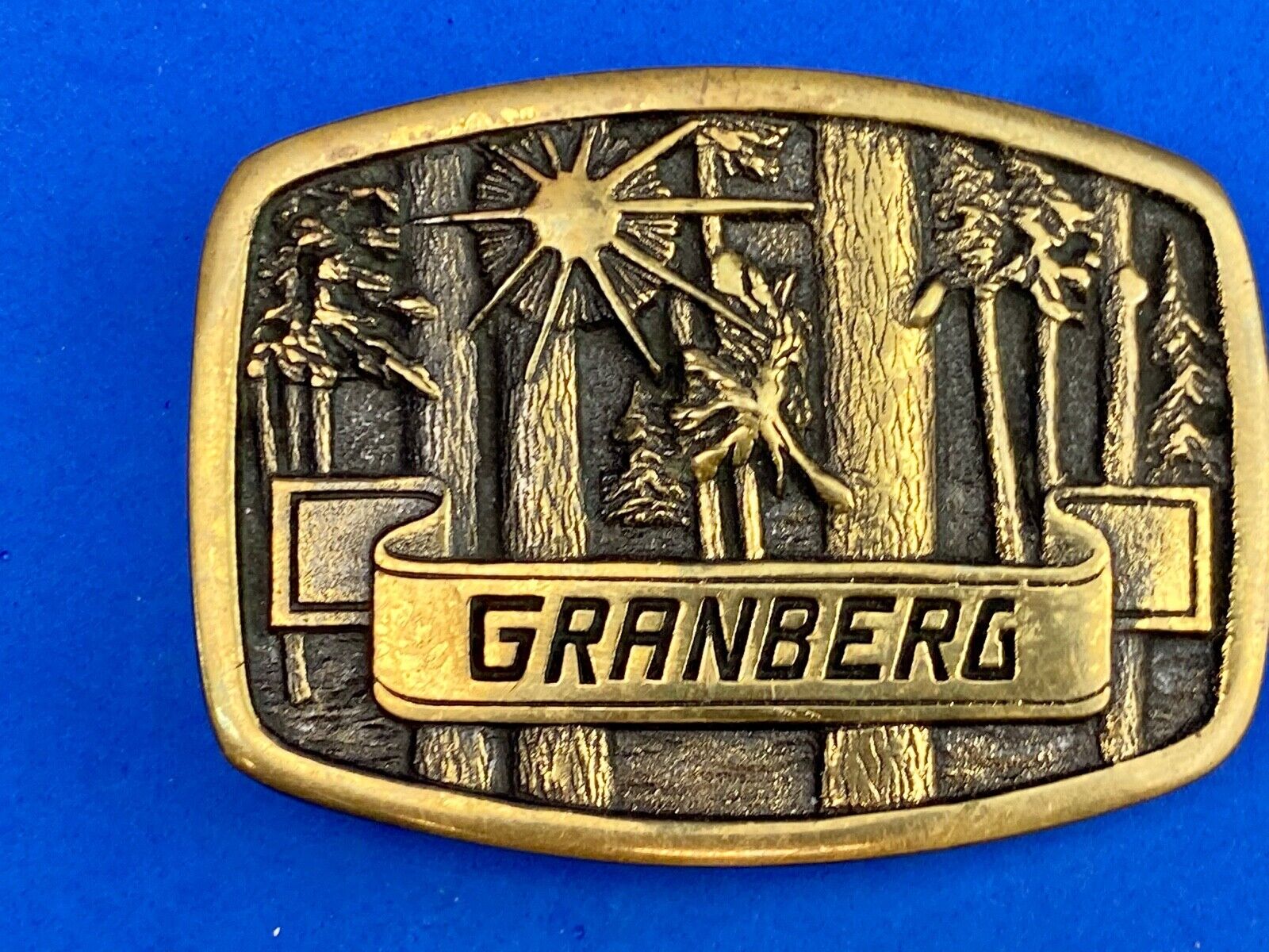 Vintage BTS GRANBERGs Industries solid brass promotional belt buckle 