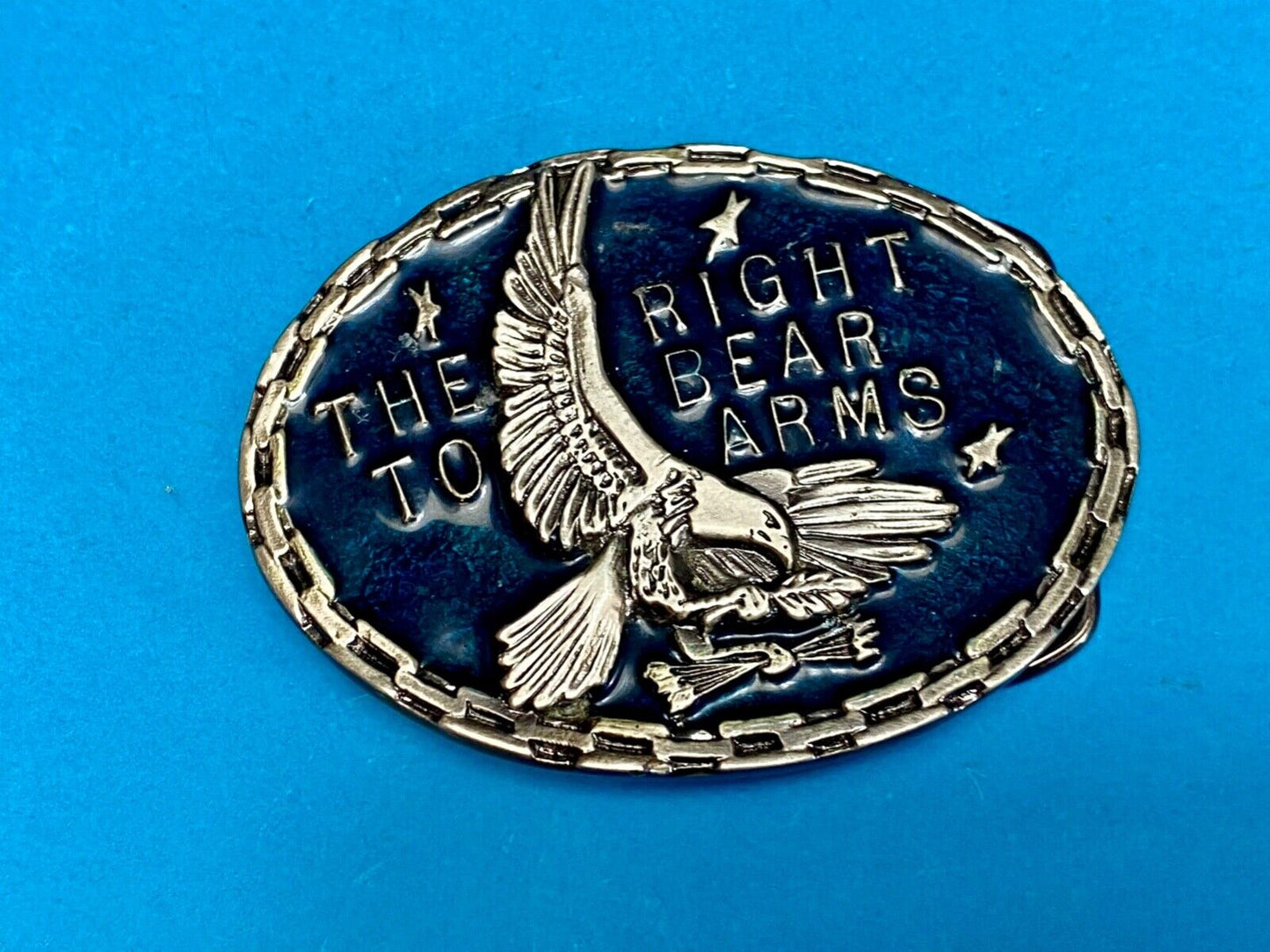 Article 2 The right to bear arms NRA Gun Rights belt buckle w/ Chain Boarder