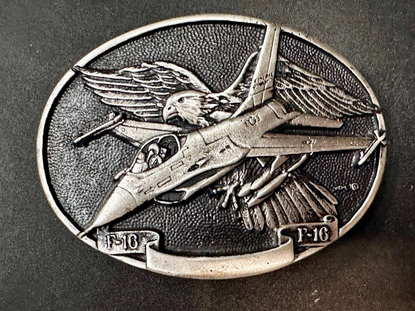 USAF F-16 Fighting Falcon Fighter Jet Airplane War Belt Buckle by Rey Okims
