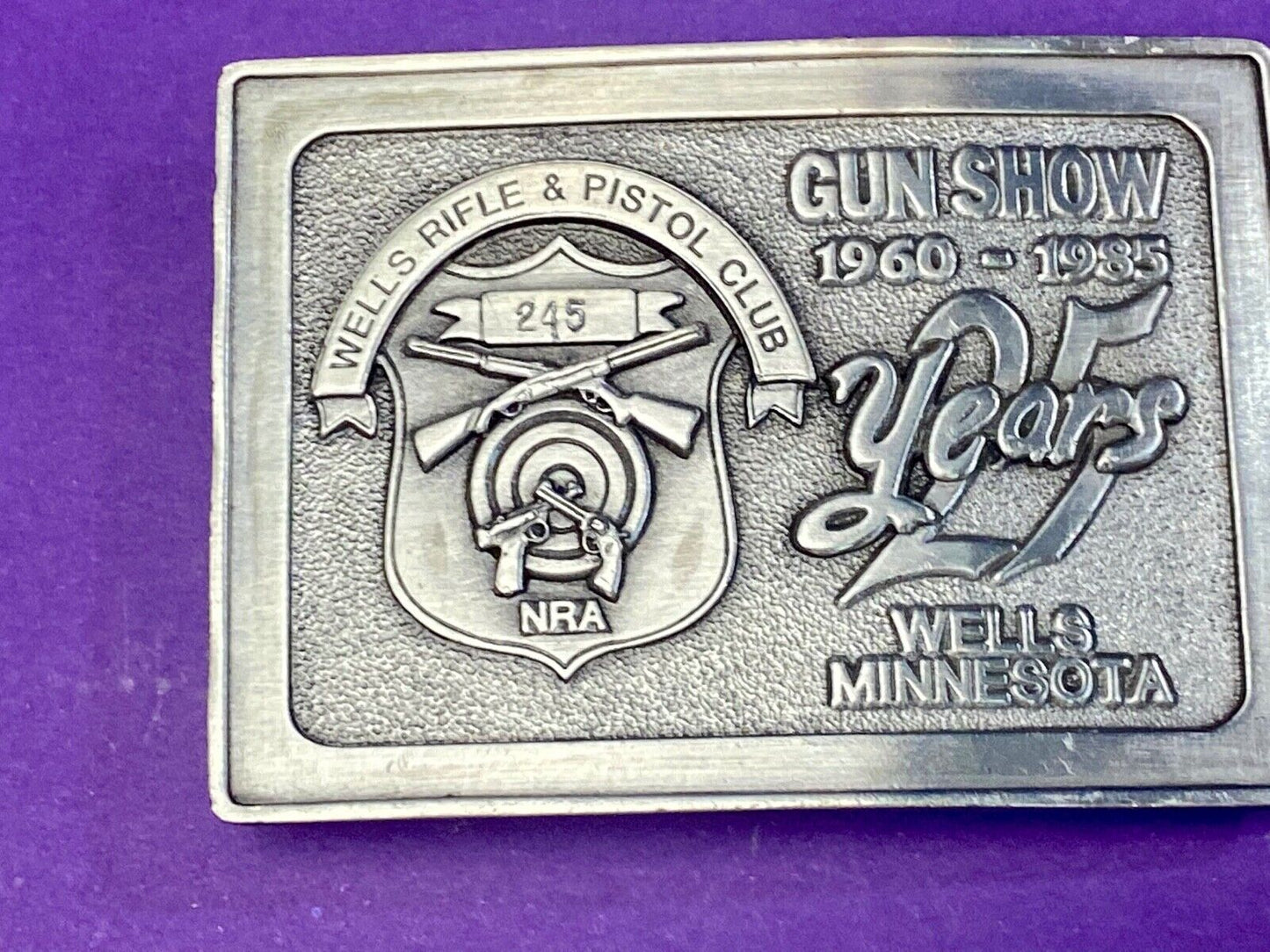 25 years, wells Montana gun show  hunters rifle and pistol club NRA belt buckle 